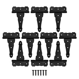 HOME MASTER HARDWARE 4 in Decorative T Strap Hinge Shed Storage Gate Strap Hinge Barns Door Tee Hinges with Screws Black 10 Pack