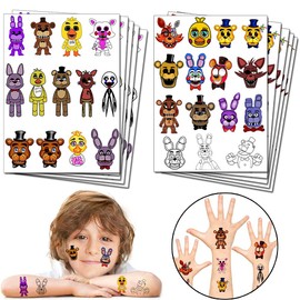 Herber Video Game Party Favor Temporary Tattoos for Five Nights at Freddy Birthday Party Decorations supplies for Kids (10 Sheet)