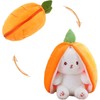 Reversible Rabbit Plush Stuffed Animals, Carrot Strawberry Pillow with Zipper,