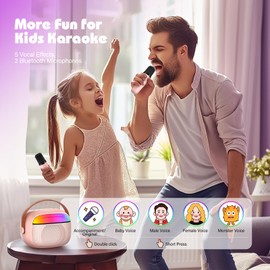 Gralal Karaoke Machine 2 Microphones, Girls Birthday Presents Kids Toys for 3-12 Year Old Girls Birthday Gifts for Girls Toys Age 4-12 Year Old Girl Gifts Kids Microphone Wireless Bluetooth Speaker