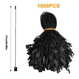 6.7 Inch 1000Pcs Hang Tag String, Black Clothing Tag Rope, 17CM Snap Lock Pin Loop Fastener Hook Ties for Clothes Tags Price Tags Shoes Snap Lock Luggage Label, Easy and Fast to Attach