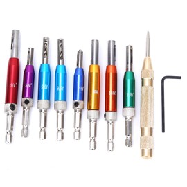 8pcs Door Window Hinge Hole Puncher Drill Bit with Center Punch Hex Wrench