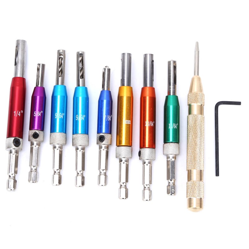 8pcs Door Window Hinge Hole Puncher Drill Bit with Center