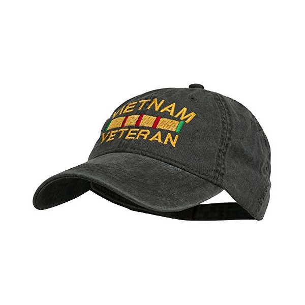 e4Hats.com Vietnam Veteran Embroidered Pigment Dyed Brass Buckle Cap - Black OSFM