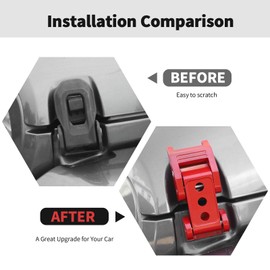 Hood Latches Hood Lock Catch Latches Kit Aluminum Alloy Stainless Steel for Jeep Wrangler JK JKU JL JLU & Gladiator JT 2007-2024,Red