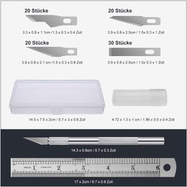 94 Pieces Scalpel Set with 3 Pieces Craft Knife Scalpel, 90 Pieces Scalpel Blades, Stainless Steel Ruler and Plastic Box for Cutting Fondant Fabric Charcoal Foil Crafts
