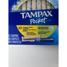 Tampax Lot Of 3 Tampax Pocket Pearl Regular Super  Unscented, 90 Total Tampons