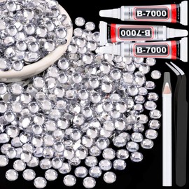 3000Pcs 5mm Resin Rhinestones with 3Pcs 10ml B7000 Jewelry Glue for Crafting, Clear Large Amount Flatback Gems, Bedazzling Crystal Bulk for DIY Crafts Clothing Tumblers Shoes Nail Art Fabric