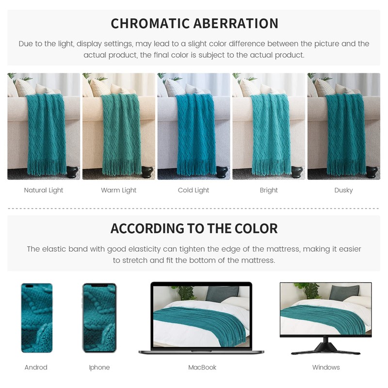 BOURINA Textured Solid Soft Sofa Throw Couch Cover Knitted Decorative