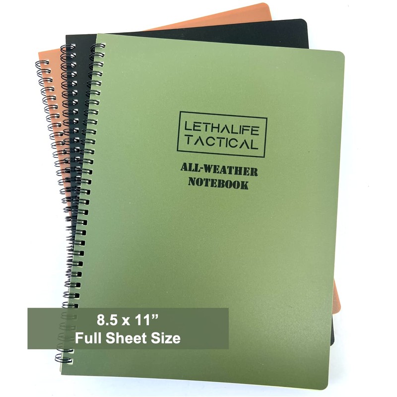 LETHALIFE All Weather Field Notebook, Full Size, 8.5x11, Fully Waterproof