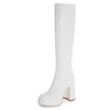 Modatope Womens Platform Boots Knee High Chunky Heel White Boots