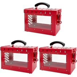 SAFBY Lockout Tagout Box Kit Portable Safety Group Padlock Box (3pcs Loto Box)