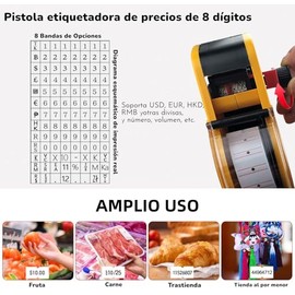 Etiquetadora de Precios, Pistola de Etiquetas para Precios Manual de 8 Dígitos 1 Línea, con 10 Rollos de Papel de Código y 1 Recambios de Tinta, para 