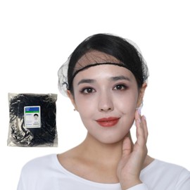 BJEFHYP disposable nylon mesh hat, breathable hat, soft and comfortable dining service hat, nylon restaurant hair net, 24 inches, 100 pieces black