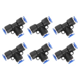 PATIKIL 6 Pcs t Shape 3 Way Push to Connect Fitting, 1/8" OD Tube Reducer Connector Quick Push Lock Adapter Air Hose Fitting for Pneumatic System Pipeline Connection, Blue