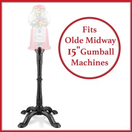 Olde Midway Gumball Machine Stand for 15" Vintage-Style Candy Dispensers - Black