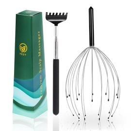 YEZY Head Massager 20 Fingers Head Scratcher Scalp Massager, Back Scratcher, Back Massager, Stocking Stuffers for Head Massage Back Massage (Black)