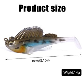 Set of 6 Fishing Lures, Rubber Fish, Artificial Bait, Rubber Bait Set, Soft Fishing Lures for Perch with Hooks, Fishing, Trout, Zander & Perch Bait, Jig Heads for Men