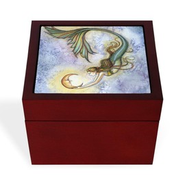 CafePress Deep Sea Moon Mermaid Fantasy Art Memory Keepsake Jewelry Box, 5"x5"x3.75"
