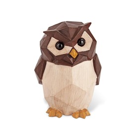 Animal Owl Wood Grain Polyresin Suora Money Box