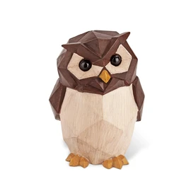 Animal Owl Wood Grain Polyresin Suora Money Box