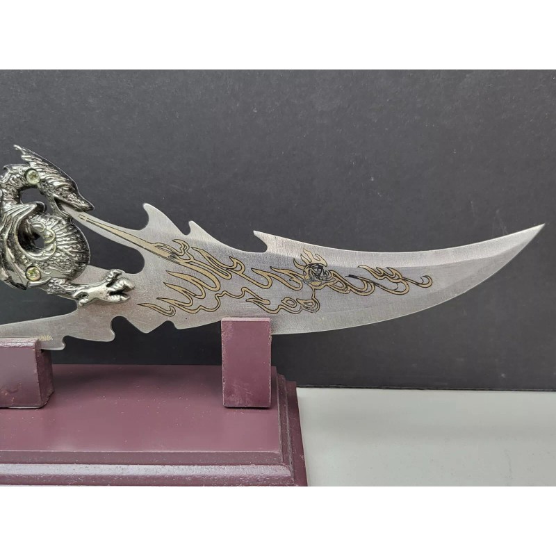 Dragon Letter Opener Knife With Wooden Stand Fantasy Mythical