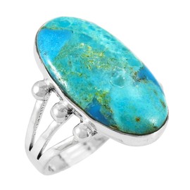 Turquoise Ring Sterling Silver 925 & Genuine Gemstones (Turquoise, 8)