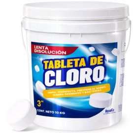10 KG Tabletas Tricloro 3'' para Albercas, Jacuzzis, Depósitos de Agua, Tinacos, Cisternas