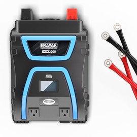 Erayak 2000W Power Inverter, 12V DC to 115V AC, LCD Display, Modified Sine Wave, Remote Control, USB-A & Type-C Ports, 6×40A Fuses, Quiet Fan for RV, Truck, Solar, Home Backup