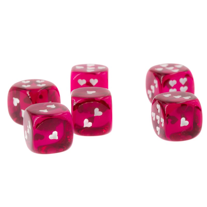 WeLoveDice - Fuchsia Cube with White Hearts - Made in