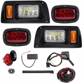 10L0L Golf Cart Light Kit for Club Car DS (12V) All Models with LED Head Light, Tail Lights, Turn Signals, Brake Lights Emergency Flasher and Horn