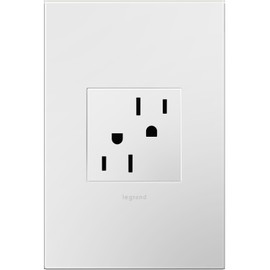 Legrand adorne 15A Tamper-Resistant Outlet With Matching Wall Plate (White Finish), ARTR152W4WP
