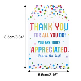 G2PLUS Thank You Gift Tags, Tags for Favors, 50 PCS All That Do Labels with String Mother's Day Teachers Friends Teammates, Appricated whit Dots, 8.5x5.5