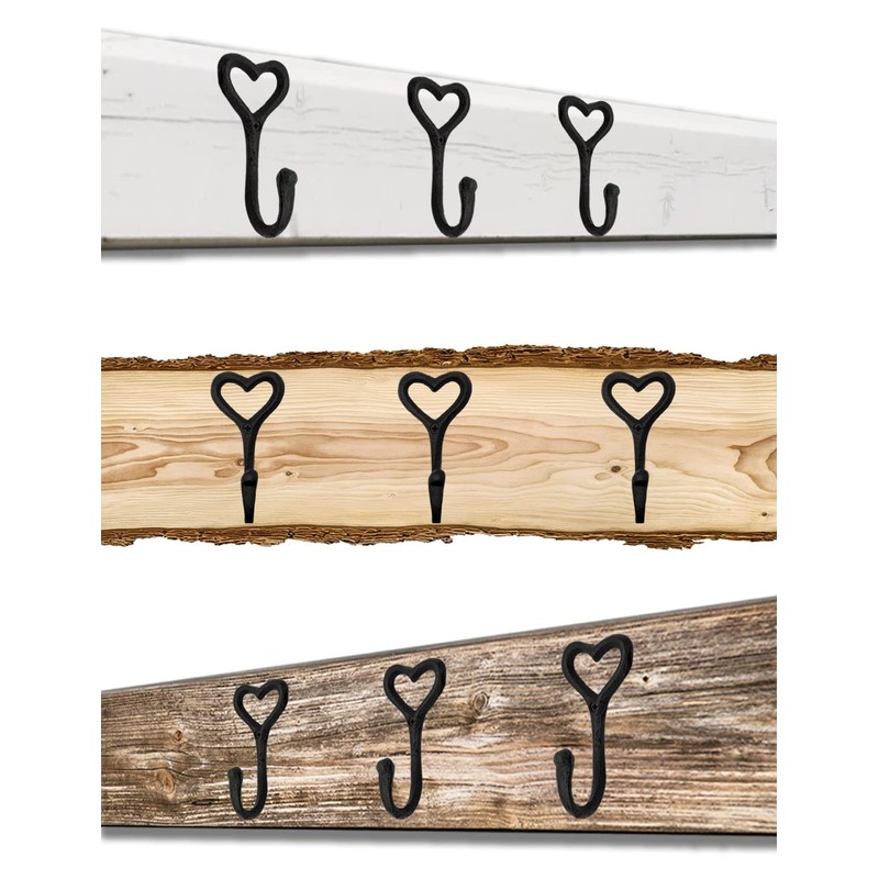 FUXXER Rustic Iron Hooks Cast Iron Heart Design Coat Hooks