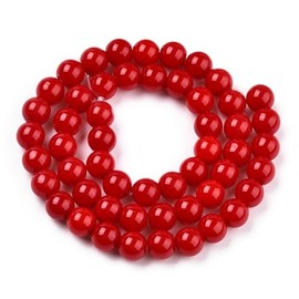 Handicraft Emporium | Opaque Solid Color Glass Beads Strands | Round | 8mm | Red