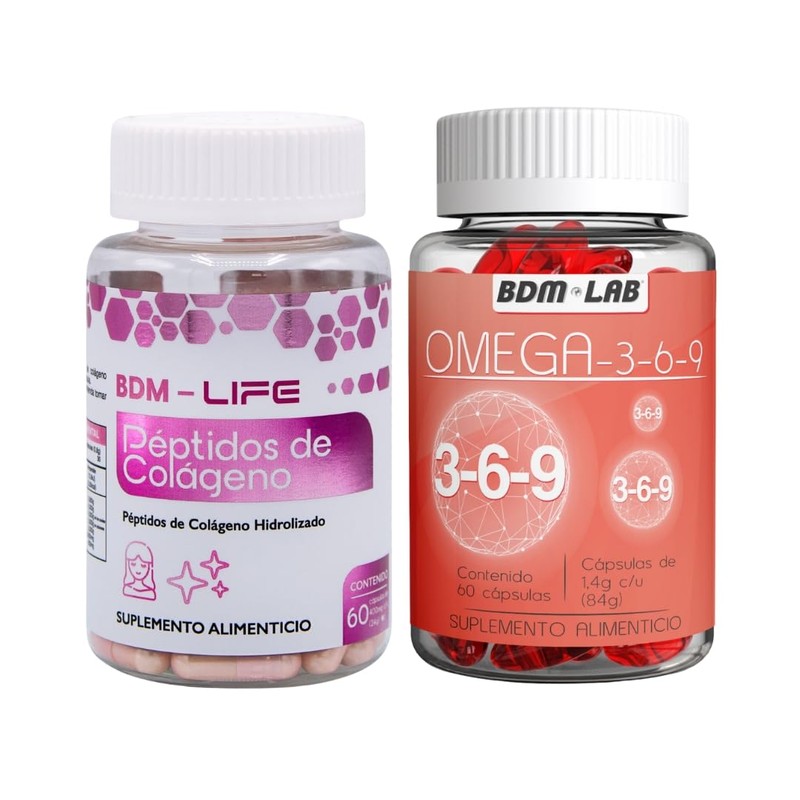 BDM LAB Péptido de Colágeno Omega 3-6-9 2x1 60 cápsulas