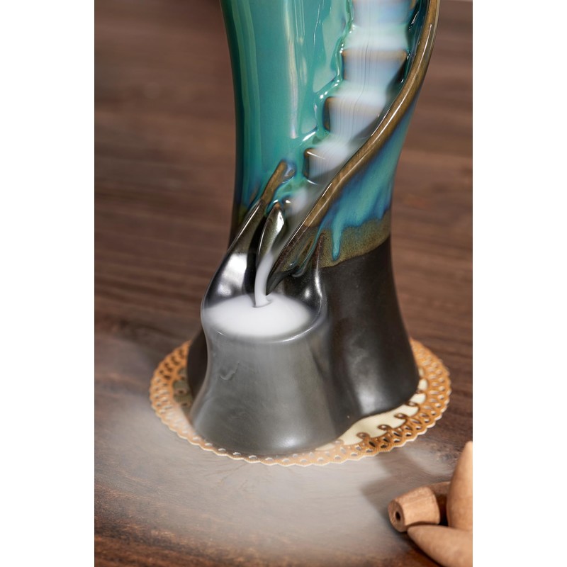 LAMDAWN Unique Cloud Stairs Ceramic Waterfall Incense Holder, Paired with