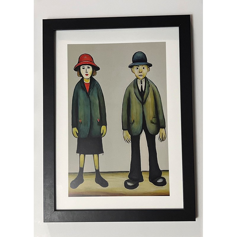 Greetingles Lowry-Style 12"/31cm Square Framed Print. Beautiful Black Ash Frame