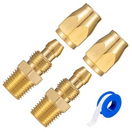 Breezliy Premium Solid Brass 2PCS Reusable Replacement Fitting For 3/8-Inch ID Hose,1/4-Inch NPT Rigid
