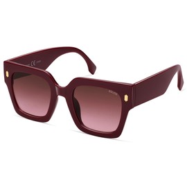 SOJOS Vintage Oversized Square Sunglasses for Women,Retro Womens Luxury Big Large Sun Glasses UV400 SJ2194 Wine/Red Grading