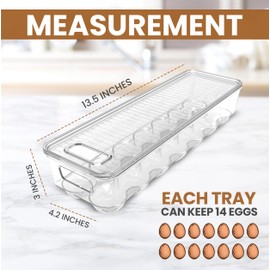 Utopia Home Egg Container With Lid and Handle for Refrigerator - Pack of 4 - Clear Stackable Egg Holder for Kitchen Storage and organization