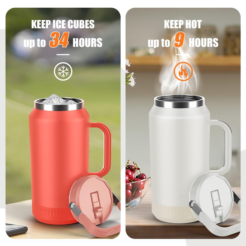 Cafezi Half Gallon Insulated Water Jug, Stainless Steel with Flip