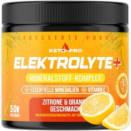 Keto-Pro Keto Electrolyte 250 g Electrolyte Powder to Support Fasting, Health and Fitness Electrolyte Powder Without Sugar 50 Servings Lemon Orange Flavour