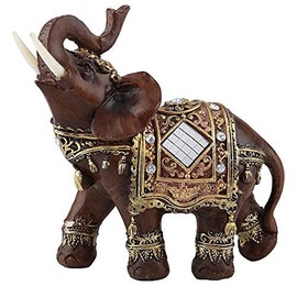 1pc Lucky Wealth Elephant, Ornaments Statue Sculpture Feng Shui Wood Grain Home Desktop Decoration Gift (Large)