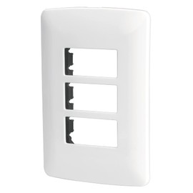 Volteck PPTR-IB, PLACA DE ABS CON CHASIS, 3 MÓDULOS, BLANCO, LINEA ITALIANA