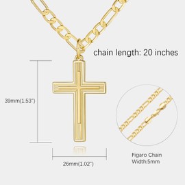 KFERAXSZ Cross Necklace for Men 14K Gold Cross Necklace for Men Gold Chain Necklaces for Mens Robust and Stylish Masculine Touch Mens Necklaces Pendant 20in