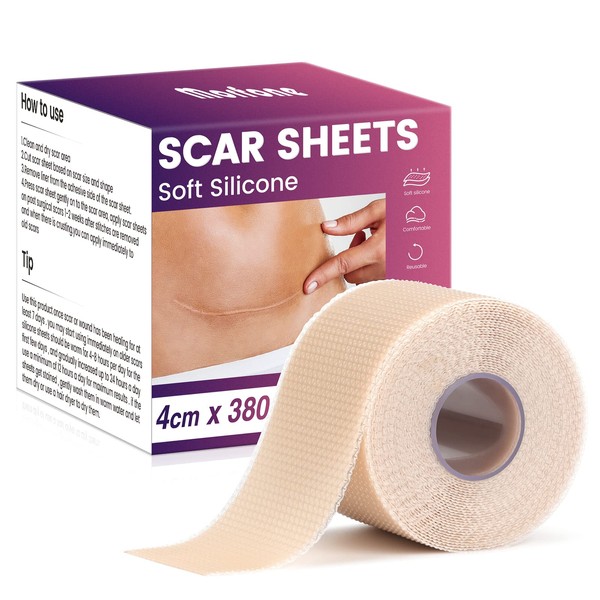 Silicone Scar Sheets (1.6” x 150” Roll-3.8M), Morfone Silicone Scar Tape, Professional and Effective Silicone Scar Removal Strips for C-Section, Surgery, Burn, Keloid, Acne, Upgrade Waterproof