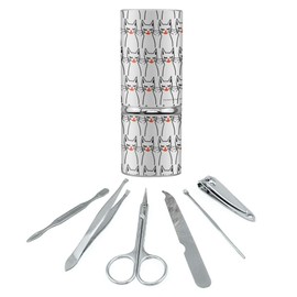Sassy Pretty Cats Pattern Stainless Steel Manicure Pedicure Grooming Beauty Care Travel Kit
