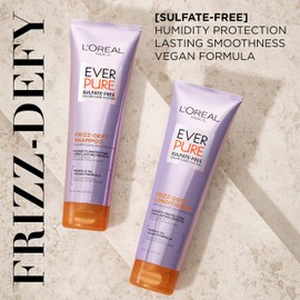 L'Oreal Paris Sulfate Free Frizz Defy Conditioner, Frizz Control Hair Care with Marula Oil, EverPure, 8.5 Fl Oz (Packaging May Vary)