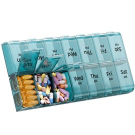 7 Day Pill Organizer 2 Times a Day, XL Large AM PM Weekly Pill Box
